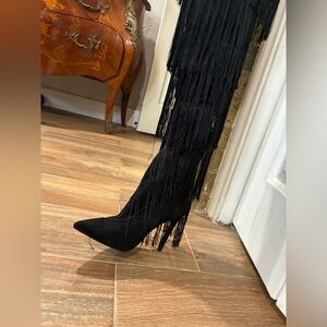 Black Fringe Women's Boots